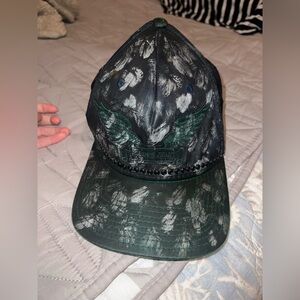 Robins' Jean Green Camo Hat Mens Adjustable Snap Back Rhinestones